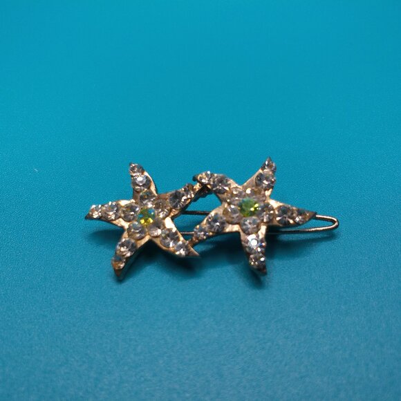 Stars Hair Clip, silver color, white rhinestone, shiny crystals - Picture 2 of 14